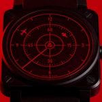 Циферблат часов Bell & Ross BR 03-92 RED RADAR CERAMIC сделан в виде радара самолета